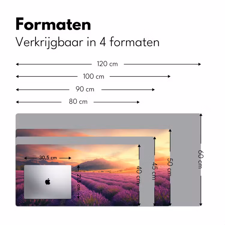 Lavendelveld - Zonsondergang - Paars Muismat XXL klein -sfeer5