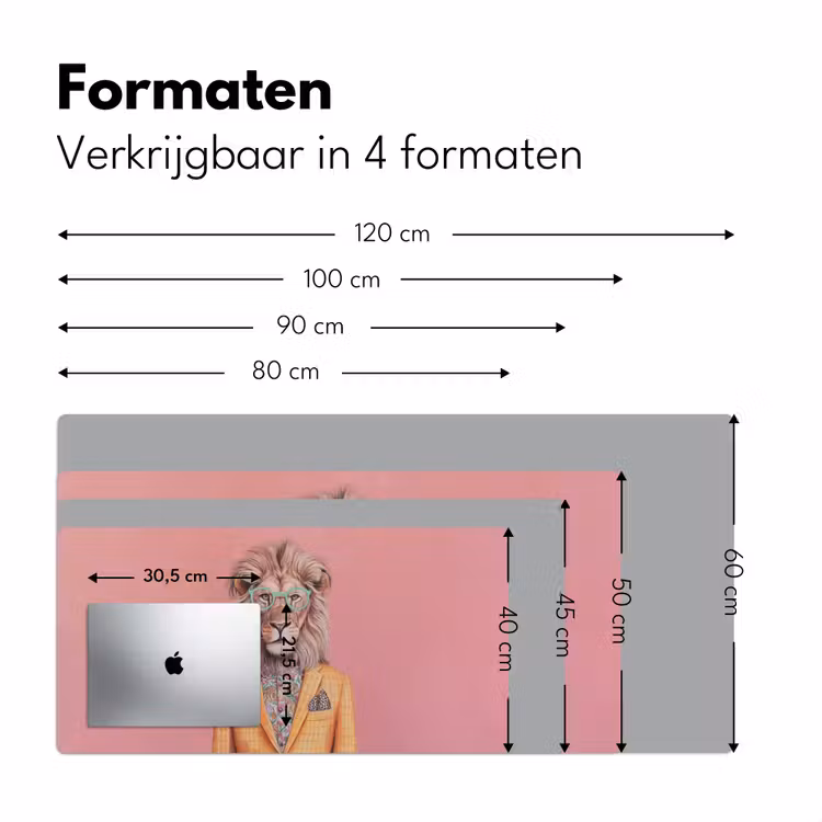 Leeuw - Pak - Geruit - Bril Muismat XXL klein -sfeer5