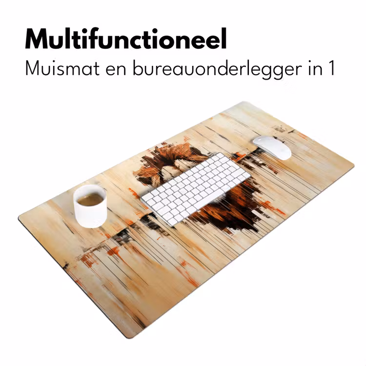 Leeuwenkop - Lijnen - Crème Muismat XXL klein -sfeer4