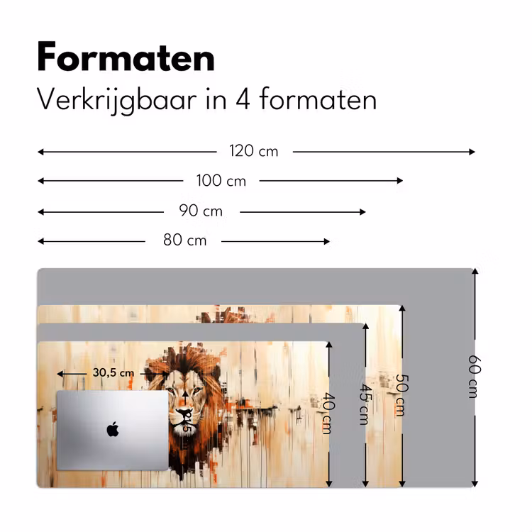 Leeuwenkop - Lijnen - Crème Muismat XXL klein -sfeer5