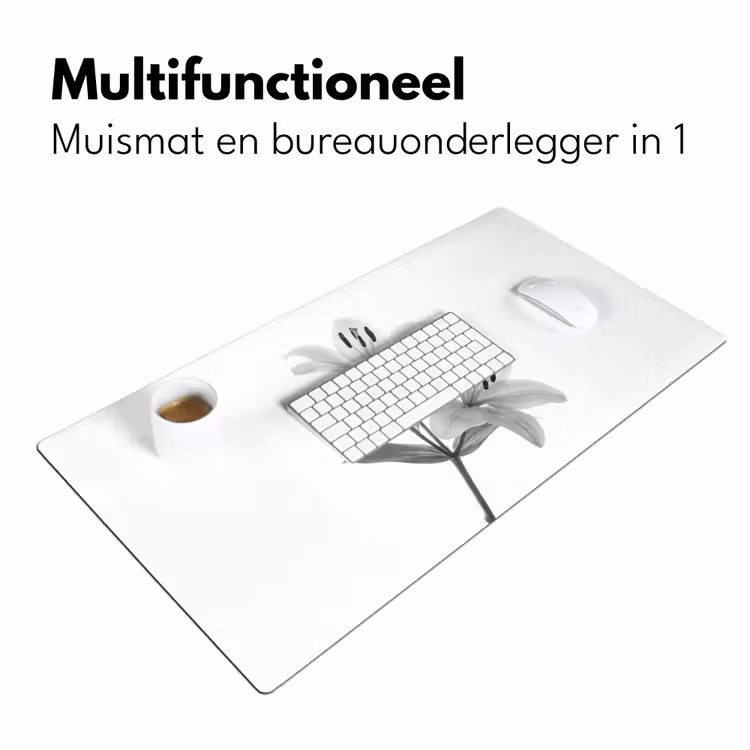 Lelies - Elegant - Zwart - Wit Muismat XXL klein -sfeer4