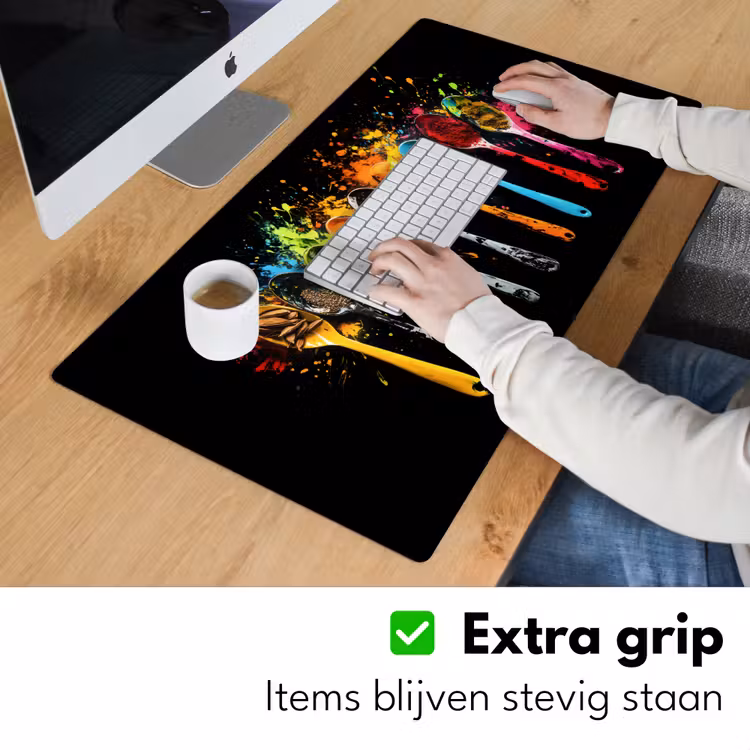 Lepels - Kruiden - Modern - Graffiti - Verf - Kleurrijk Muismat XXL klein -sfeer3