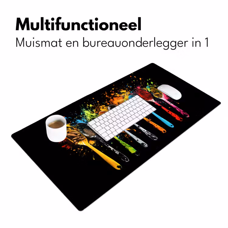 Lepels - Kruiden - Modern - Graffiti - Verf - Kleurrijk Muismat XXL klein -sfeer4