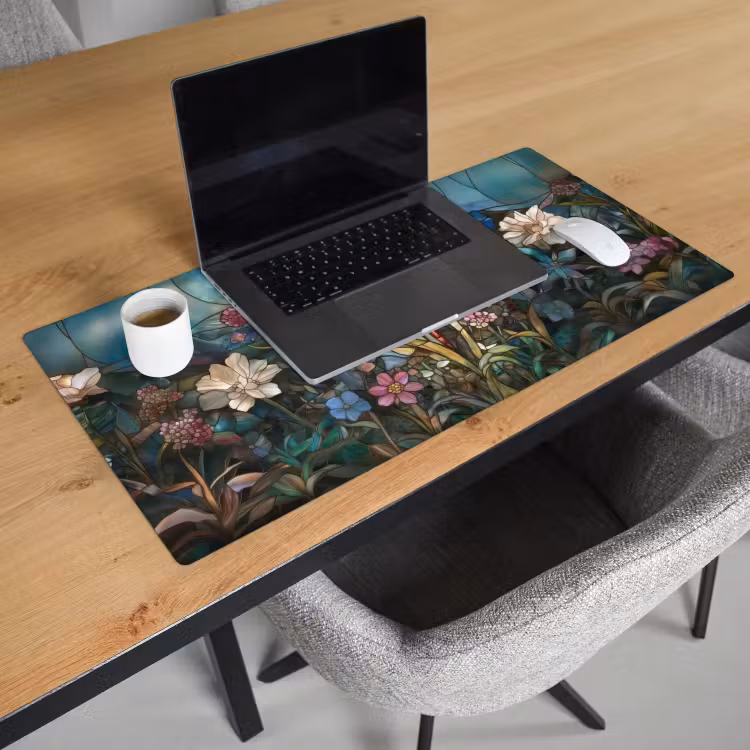 Libelle - Mozaïek - Bloemen - Kleurrijk Muismat XXL klein -sfeer1