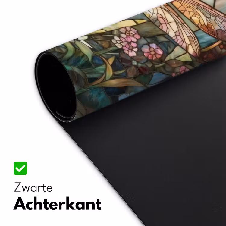 Libelle - Mozaïek - Bloemen - Kleurrijk Muismat XXL klein -sfeer2