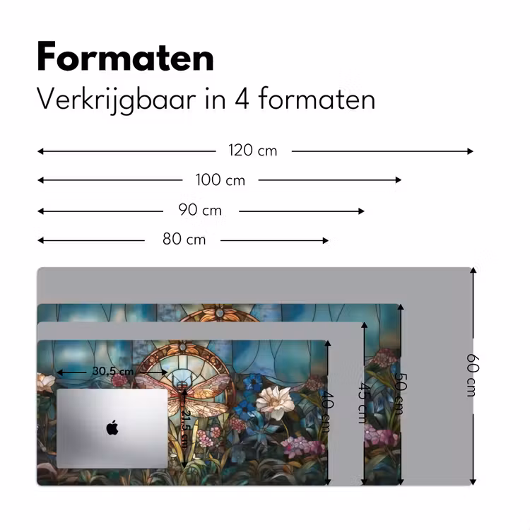 Libelle - Mozaïek - Bloemen - Kleurrijk Muismat XXL klein -sfeer5