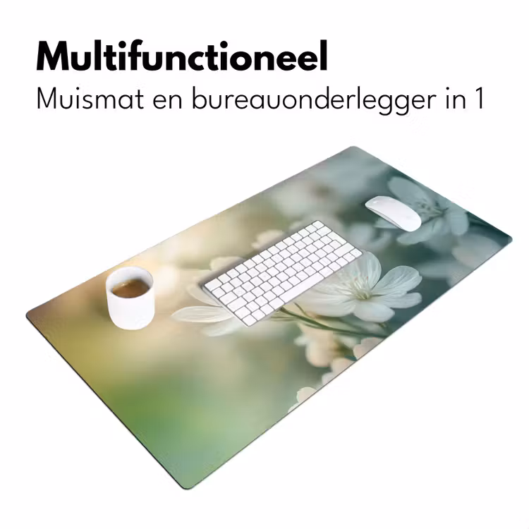 Lieveheersbeestje - Bloemen - Wit Muismat XXL klein -sfeer4