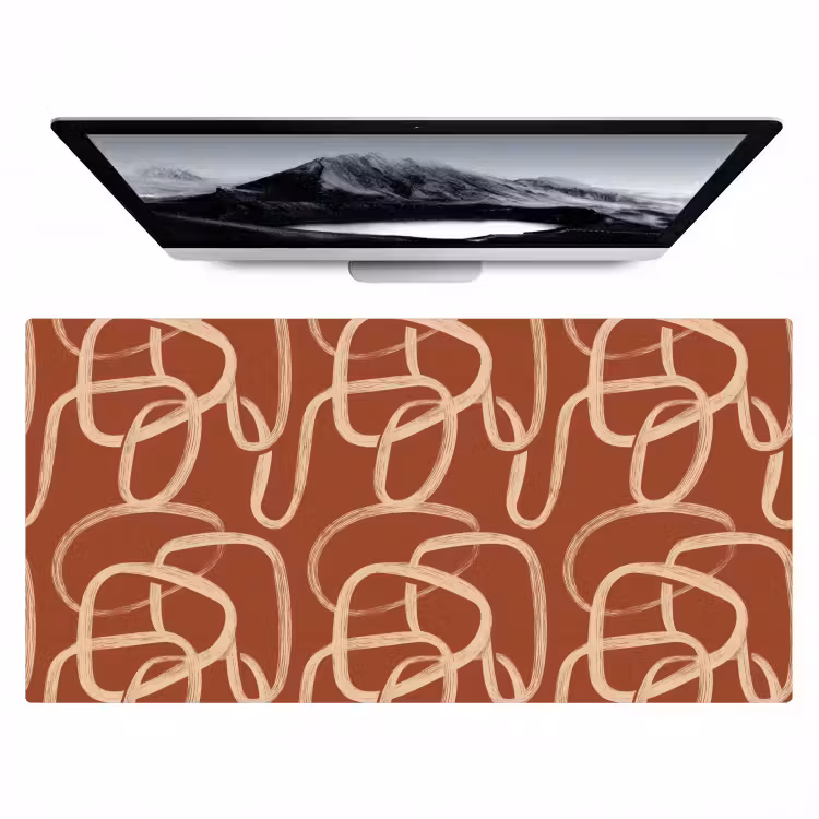 Lijnen - Abstract - Organisch - Terracotta - Crème Muismat XXL klein 681 -zzz3d