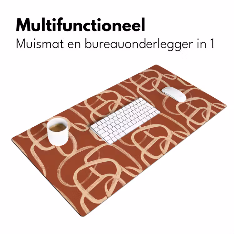 Lijnen - Abstract - Organisch - Terracotta - Crème Muismat XXL klein 681 -sfeer4