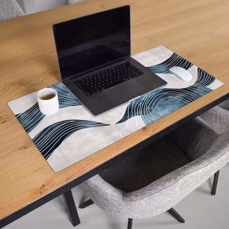 Lijnen - Golven - Abstract - Blauw Muismat XXL klein -sfeer1
