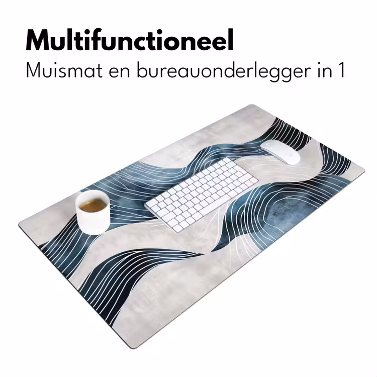 Lijnen - Golven - Abstract - Blauw Muismat XXL klein -sfeer4