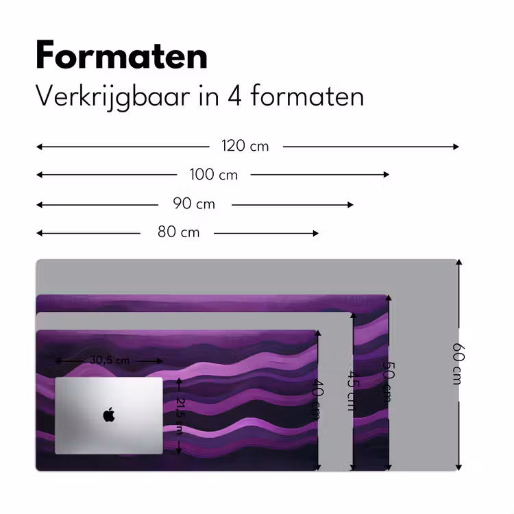 Lijnen - Golven - Paars - Abstract Muismat XXL klein -sfeer5