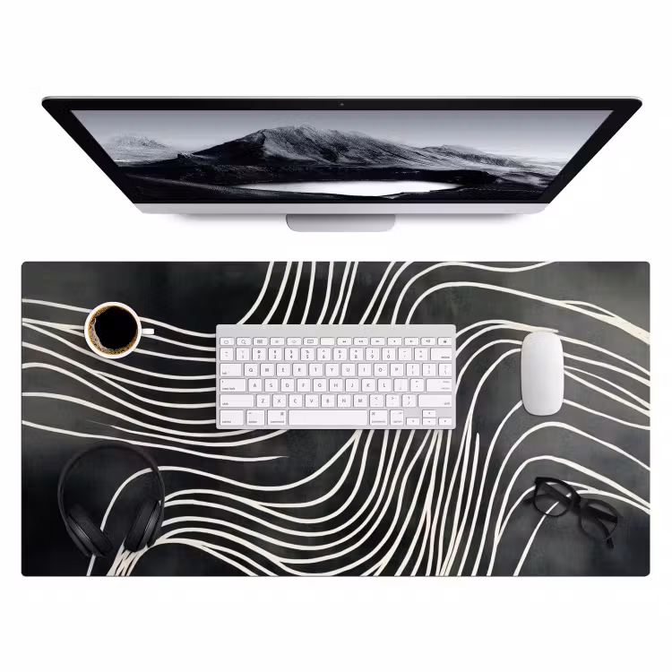 Lijnen - Patroon - Abstract - Wit Muismat XXL klein -3d