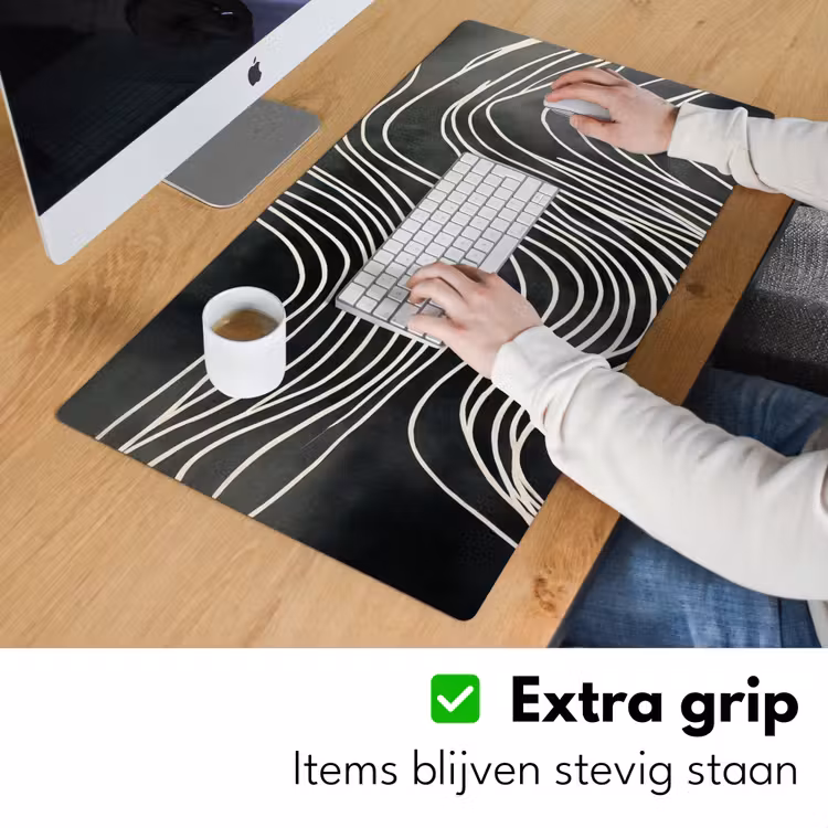 Lijnen - Patroon - Abstract - Wit Muismat XXL klein -sfeer3