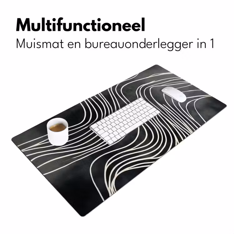 Lijnen - Patroon - Abstract - Wit Muismat XXL klein -sfeer4