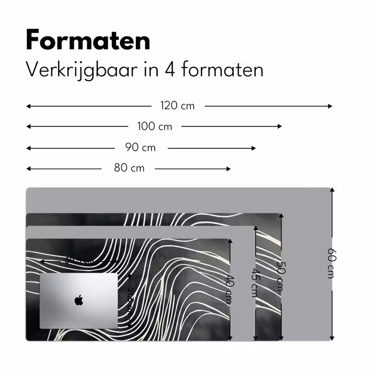 Lijnen - Patroon - Abstract - Wit Muismat XXL klein -sfeer5