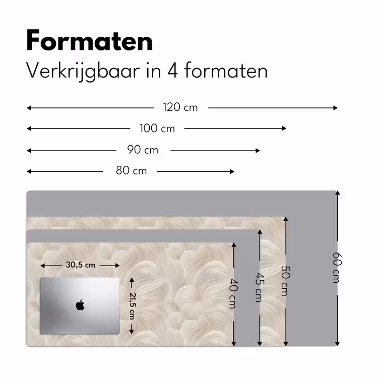 Lijnen - Waaier - Beige Muismat XXL klein 681 -sfeer5