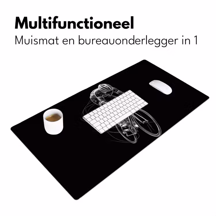 Lijntekening - Wit - Wielrennen - Snelheid Muismat XXL klein -sfeer4