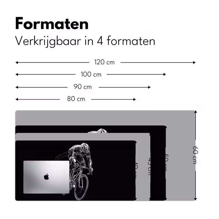 Lijntekening - Wit - Wielrennen - Snelheid Muismat XXL klein -sfeer5