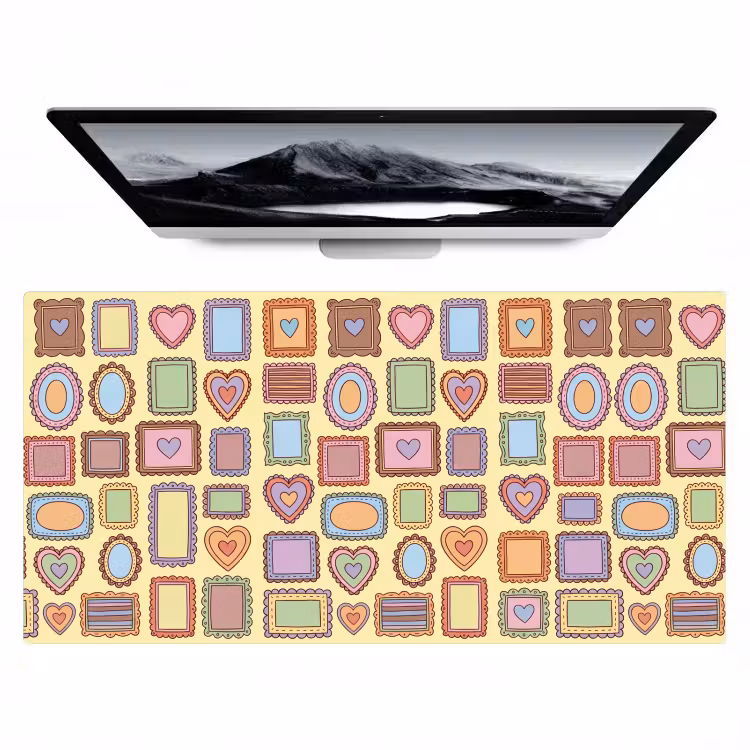 Lijst - Patroon - Hart - Speels - Kleurrijk Muismat XXL klein -zzz3d