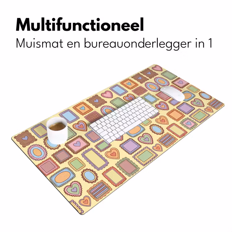 Lijst - Patroon - Hart - Speels - Kleurrijk Muismat XXL klein -sfeer4