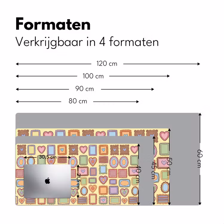 Lijst - Patroon - Hart - Speels - Kleurrijk Muismat XXL klein -sfeer5