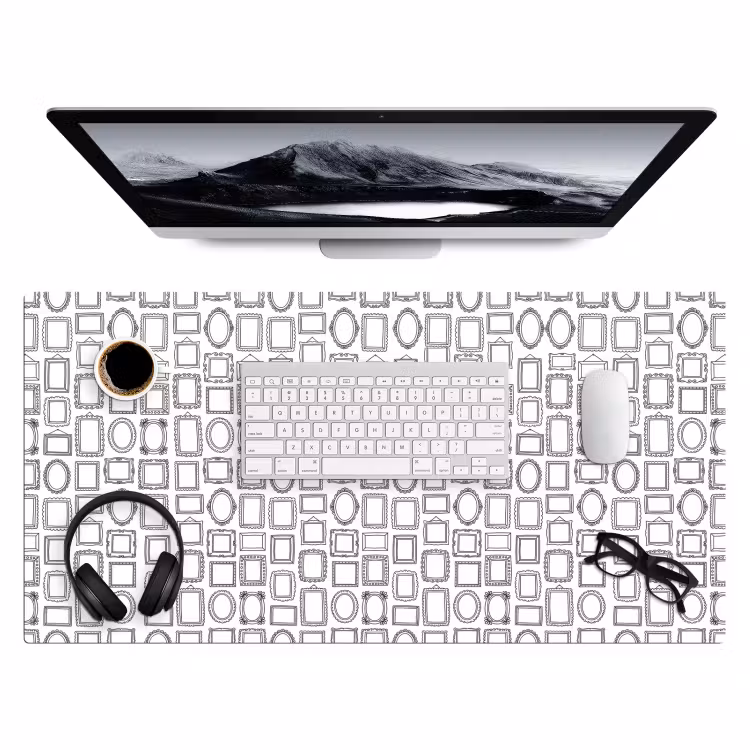Lijsten - Patroon - Decoratie - Schets - Zwart-wit Muismat XXL klein -3d