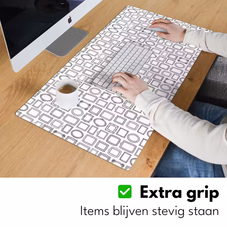Lijsten - Patroon - Decoratie - Schets - Zwart-wit Muismat XXL klein -sfeer3