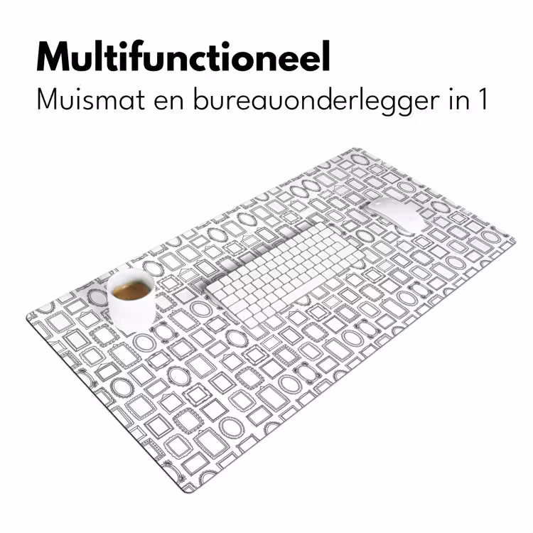 Lijsten - Patroon - Decoratie - Schets - Zwart-wit Muismat XXL klein -sfeer4