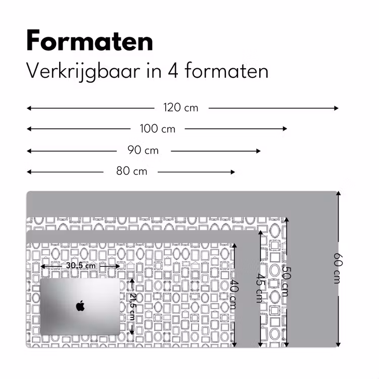 Lijsten - Patroon - Decoratie - Schets - Zwart-wit Muismat XXL klein -sfeer5