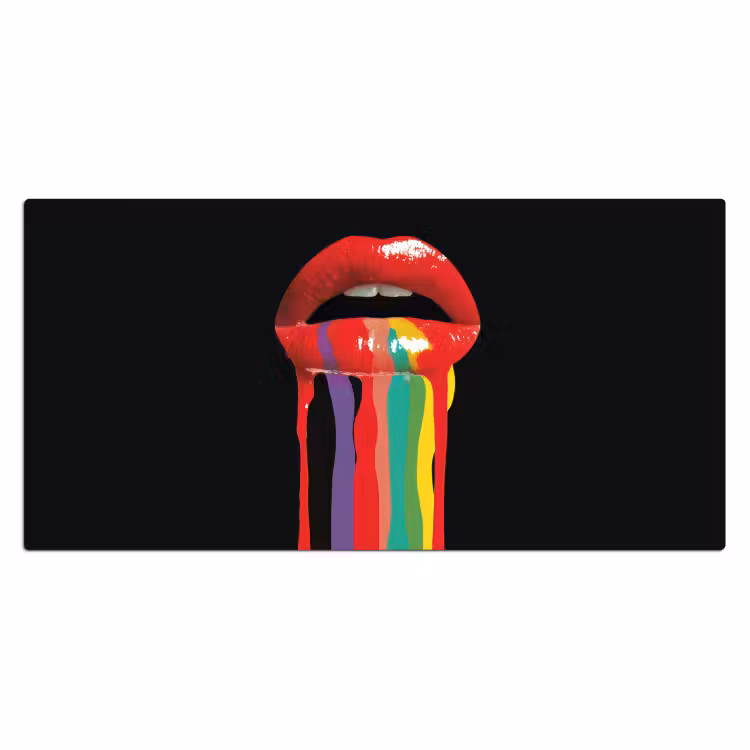 Lippen - Kleuren - Zwart Muismat XXL klein -3d_leeg