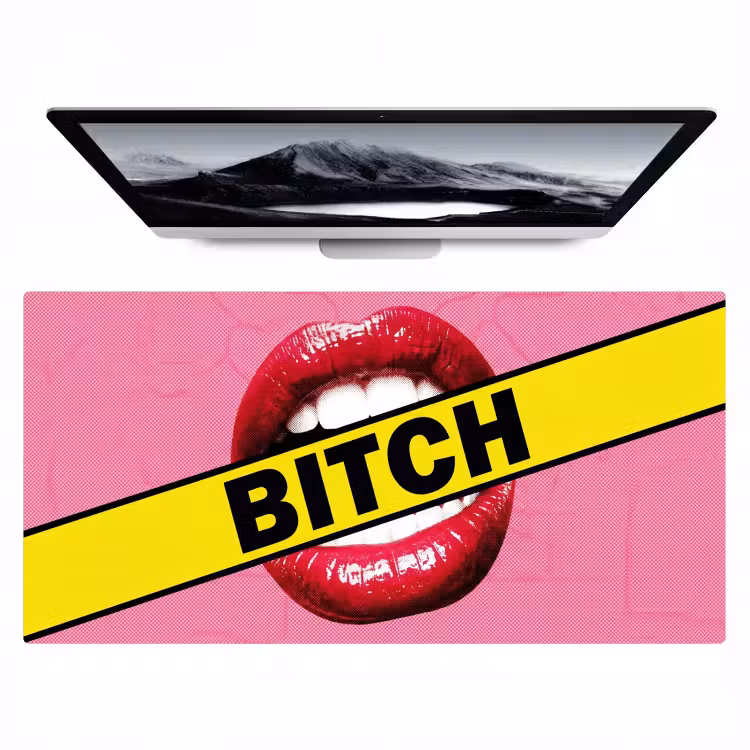 Lippen - Tekst - Kleurrijk Muismat XXL klein -zzz3d