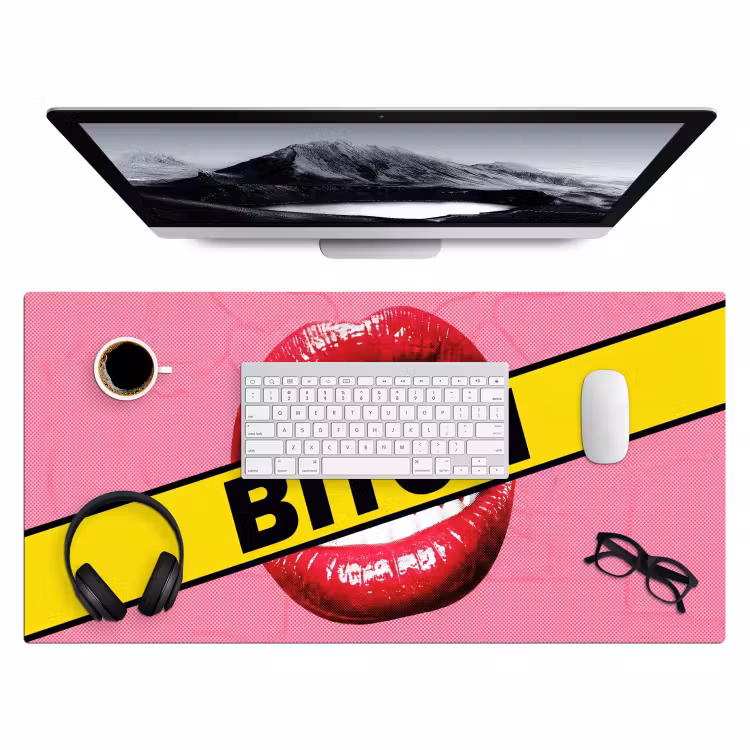 Lippen - Tekst - Kleurrijk Muismat XXL klein -3d