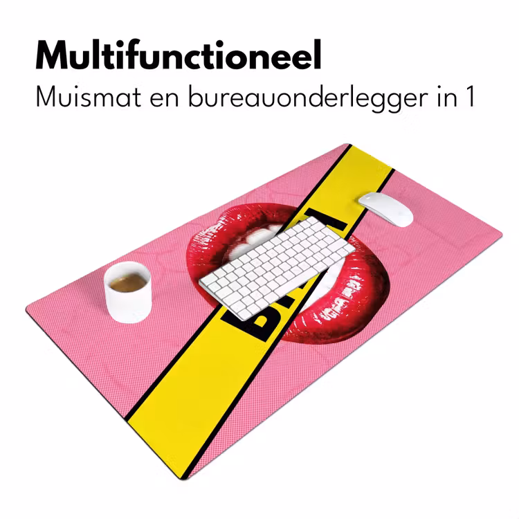Lippen - Tekst - Kleurrijk Muismat XXL klein -sfeer4
