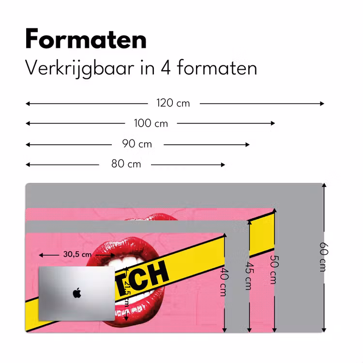 Lippen - Tekst - Kleurrijk Muismat XXL klein -sfeer5