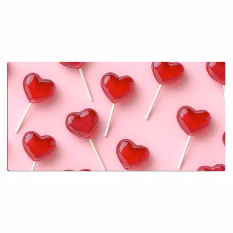 Lollies - Hartjes - Roze Muismat XXL klein -3d_leeg