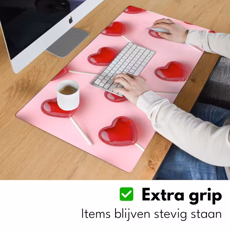 Lollies - Hartjes - Roze Muismat XXL klein -sfeer3