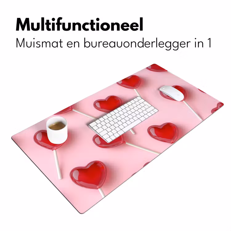Lollies - Hartjes - Roze Muismat XXL klein -sfeer4