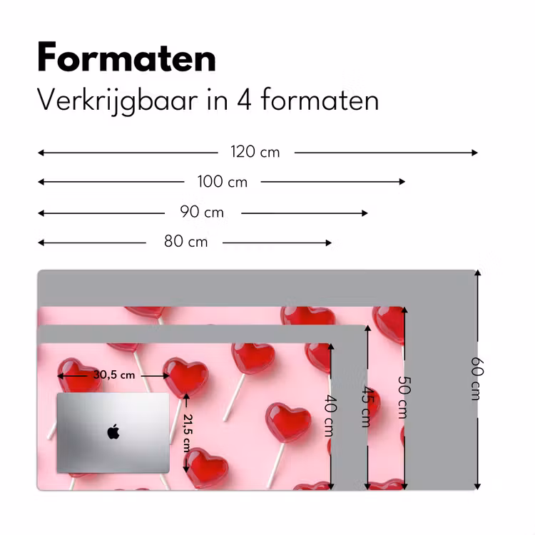 Lollies - Hartjes - Roze Muismat XXL klein -sfeer5