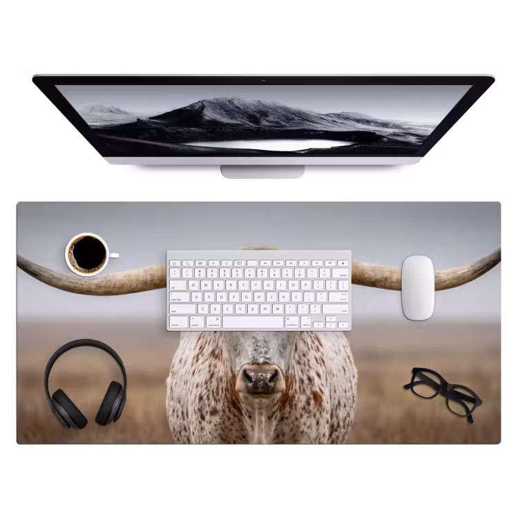 Longhorn - Grasveld - Dier Muismat XXL klein -3d