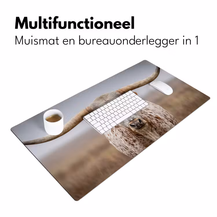 Longhorn - Grasveld - Dier Muismat XXL klein -sfeer4