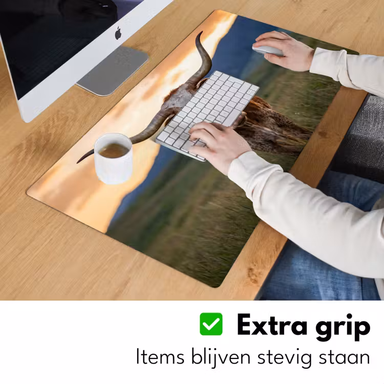 Longhorn - Landschap - Zonsondergang Muismat XXL klein -sfeer3