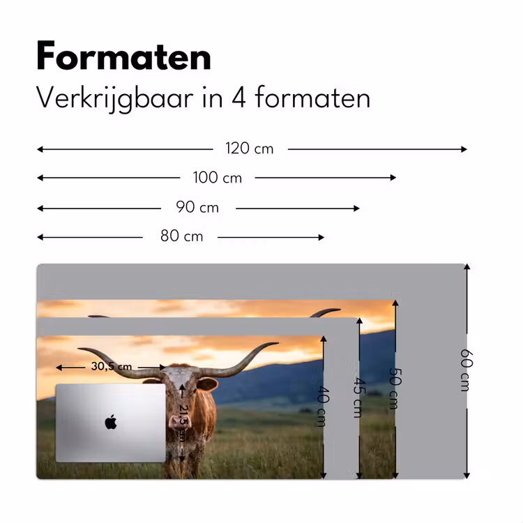 Longhorn - Landschap - Zonsondergang Muismat XXL klein -sfeer5