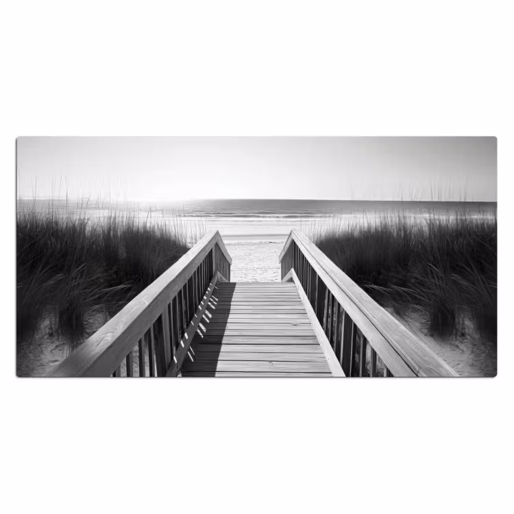 Loopbrug - Hout - Strand - Zee Muismat XXL klein -3d_leeg