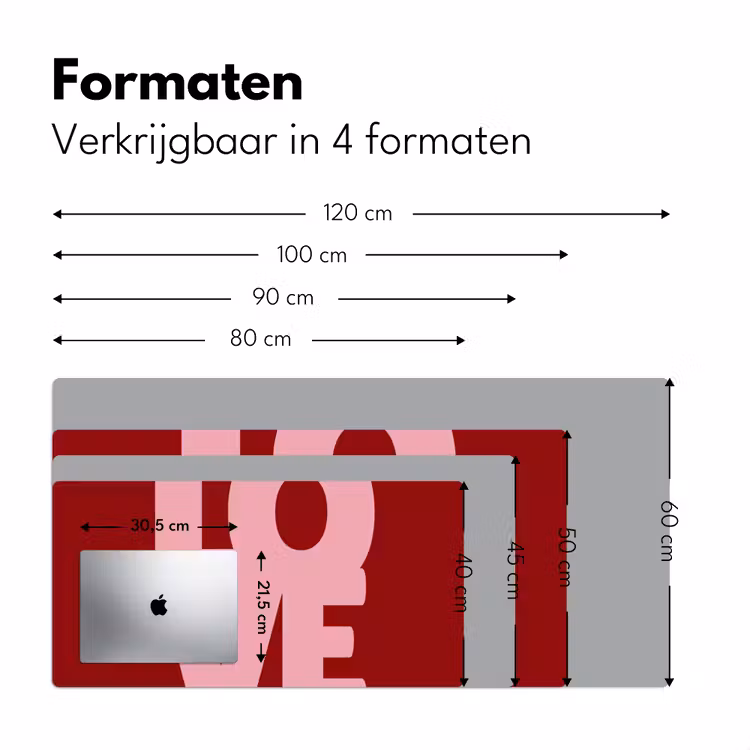 Love - Rood - Blokletters Muismat XXL klein -sfeer5