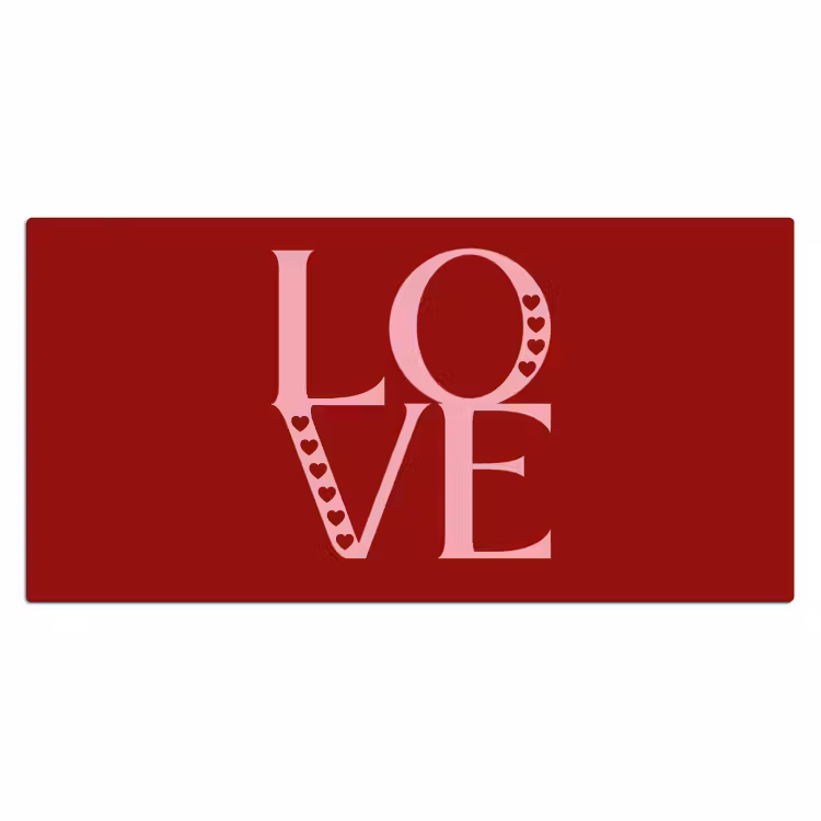 Love - Rood - Hatjes Muismat XXL klein -3d_leeg