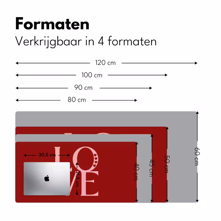 Love - Rood - Hatjes Muismat XXL klein -sfeer5