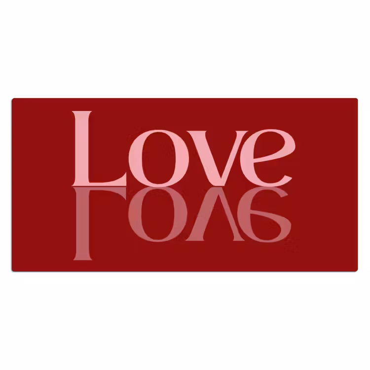 Love - Spiegeling - Rood Muismat XXL klein -3d_leeg