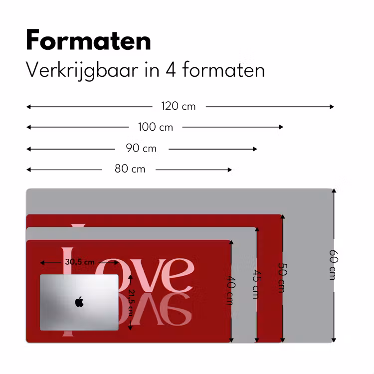 Love - Spiegeling - Rood Muismat XXL klein -sfeer5