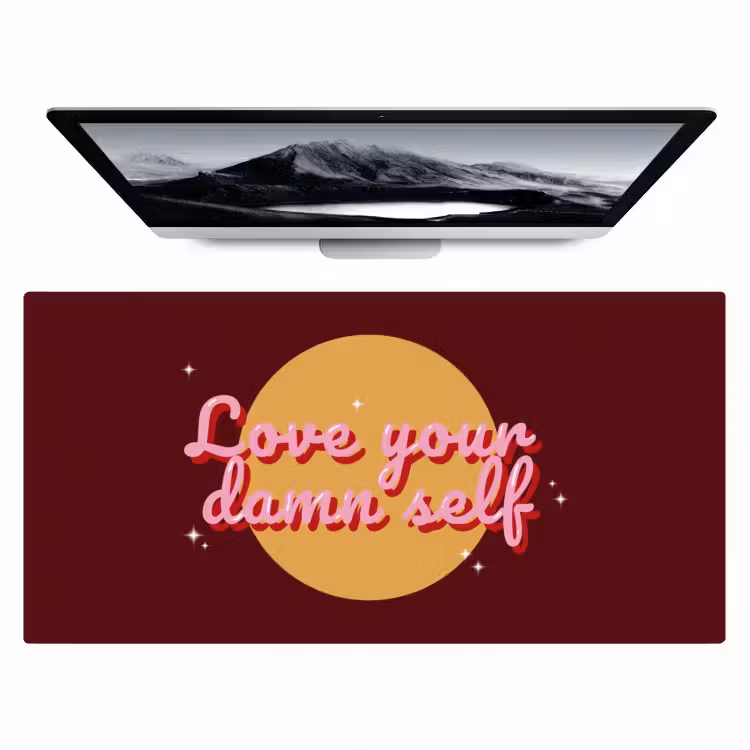 love your damn self - Cirkel - Glitter - Rood Muismat XXL klein -zzz3d